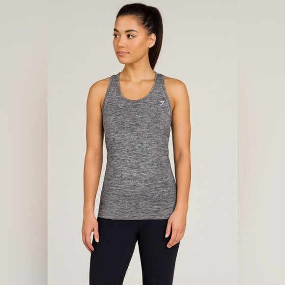 Gymshark Seamless Racerback Tank Top – Gray Marl – Pit-to-Pit 12.5” - Picture 1 of 8